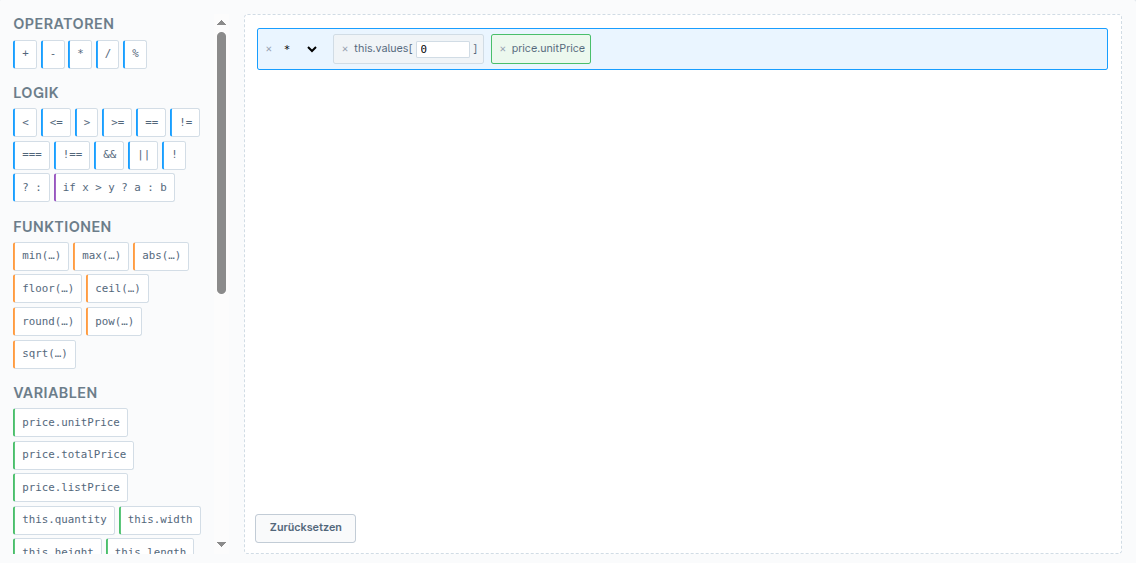 Builder mit Sidebar-Palette und Drop-Zone