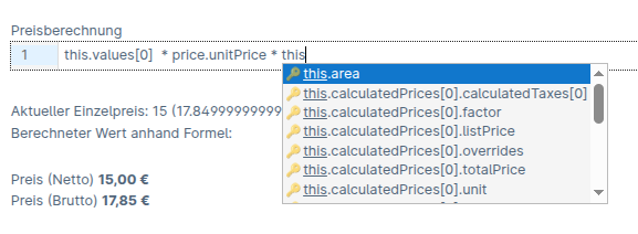 Code-Editor mit Autocomplete-Dropdown und Demo-Vorschau