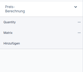 Liste angelegter Preisregeln in der Sidebar
