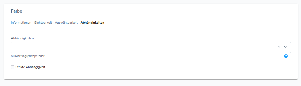Abh&auml;ngigkeiten-Tab eines Custom-Schrittes