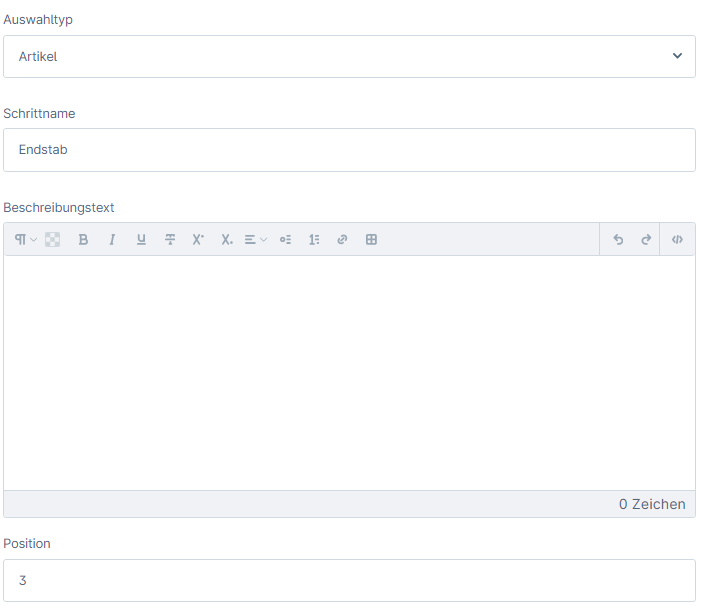 Shopware 6 backend confy steps tab base article